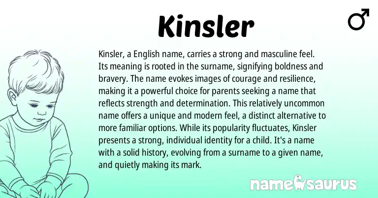Infographic about Kinsler name meaning, Kinsler is a name from English origin(s).