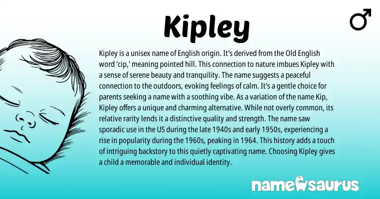 Infographic about Kipley name meaning, Kipley is a name from English origin(s).