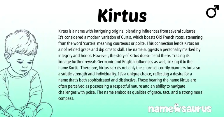 Infographic about Kirtus name meaning, Kirtus is a name from French origin(s).