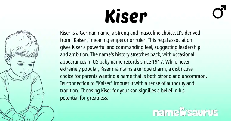Infographic about Kiser name meaning, Kiser is a name from Germanic origin(s).