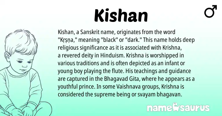 Infographic about Kishan name meaning, Kishan is a name from Hinduism, Sanskrit origin(s).
