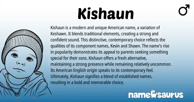 Infographic about Kishaun name meaning, Kishaun is a name from American origin(s).
