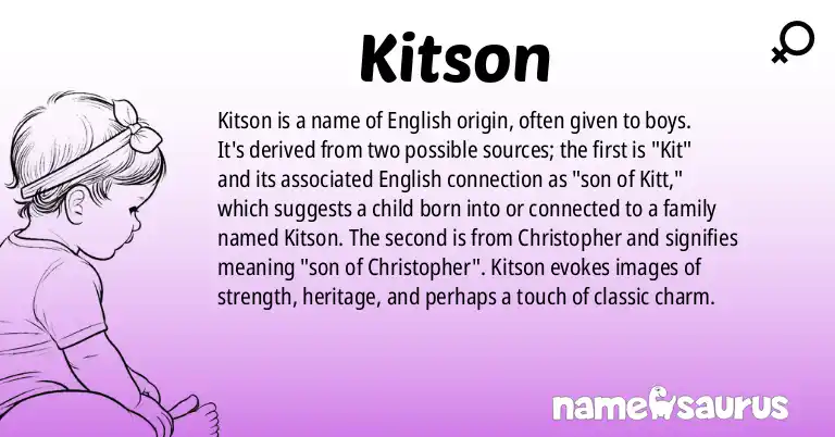 Infographic about Kitson name meaning, Kitson is a name from English origin(s).