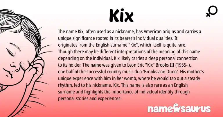 Infographic about Kix name meaning, Kix is a name from American origin(s).