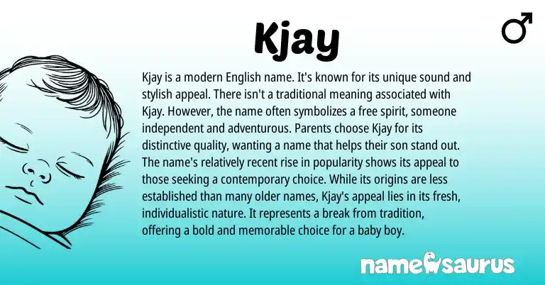 Infographic about Kjay name meaning, Kjay is a name from English origin(s).