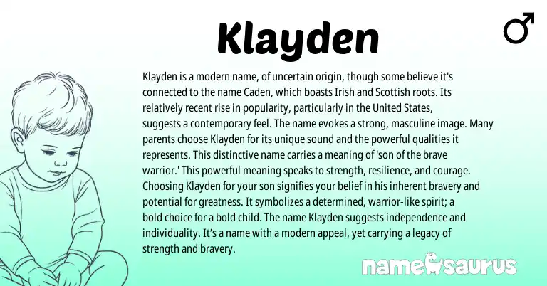 Infographic about Klayden name meaning, Klayden is a name from Scottish origin(s).