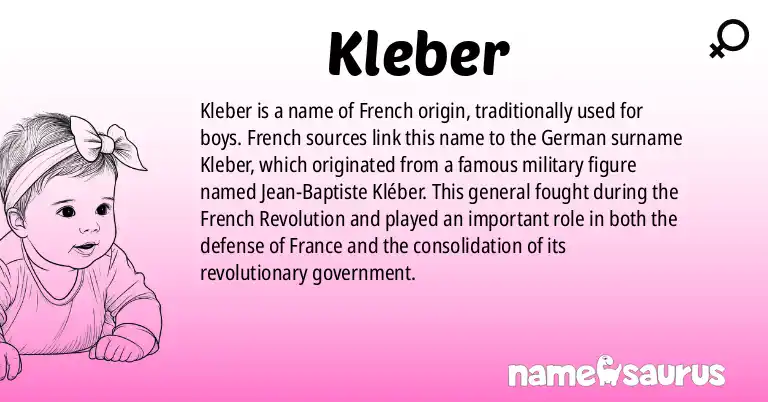 Infographic about Kleber name meaning, Kleber is a name from French origin(s).