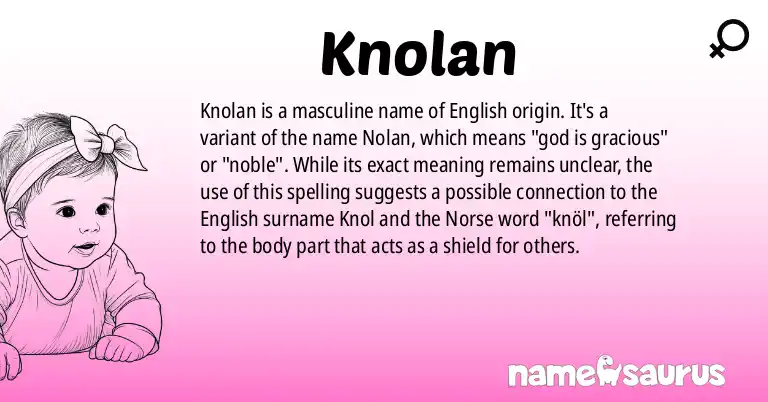 Infographic about Knolan name meaning, Knolan is a name from English, English (American) origin(s).