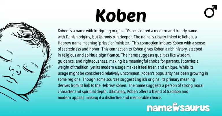 Infographic about Koben name meaning, Koben is a name from Hebrew, Danish origin(s).