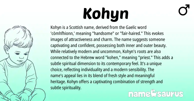 Infographic about Kohyn name meaning, Kohyn is a name from Scottish, Gaelic origin(s).