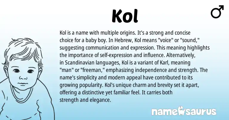 Infographic about Kol name meaning, Kol is a name from Nordic, Scandinavian, Hebrew origin(s).