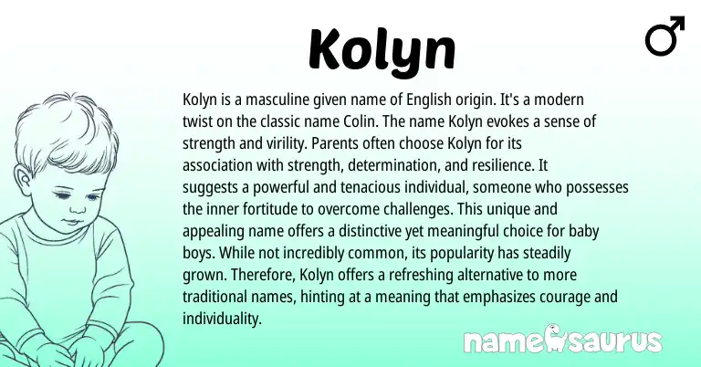 Infographic about Kolyn name meaning, Kolyn is a name from English origin(s).