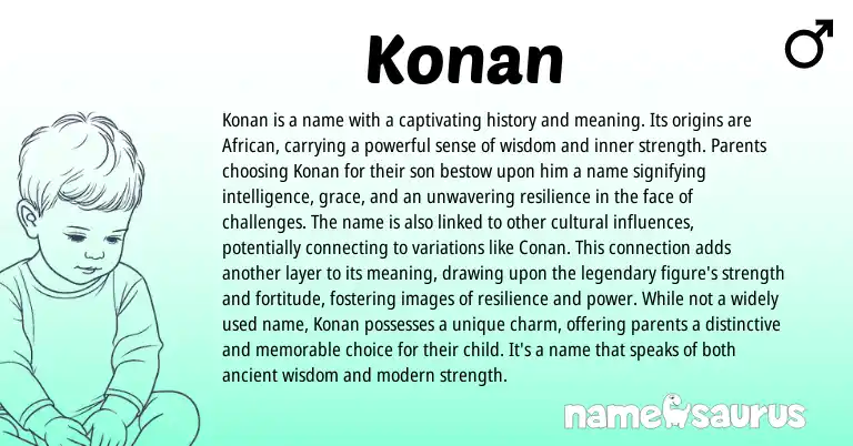 Infographic about Konan name meaning, Konan is a name from African origin(s).