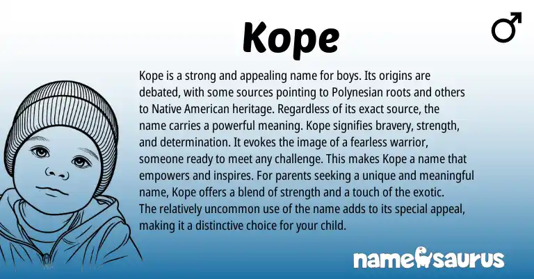 Infographic about Kope name meaning, Kope is a name from Polynesian origin(s).