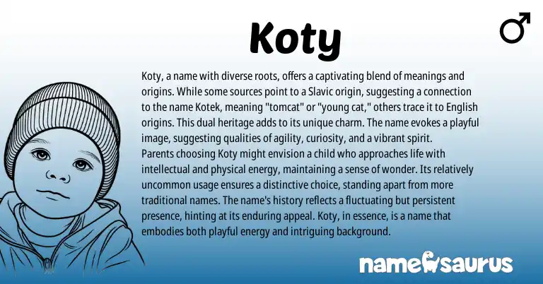 Infographic about Koty name meaning, Koty is a name from English, Slavic origin(s).