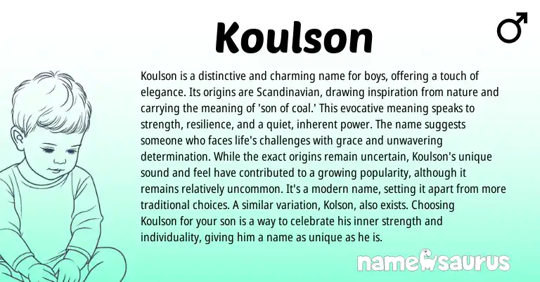 Infographic about Koulson name meaning, Koulson is a name from Scandinavian origin(s).