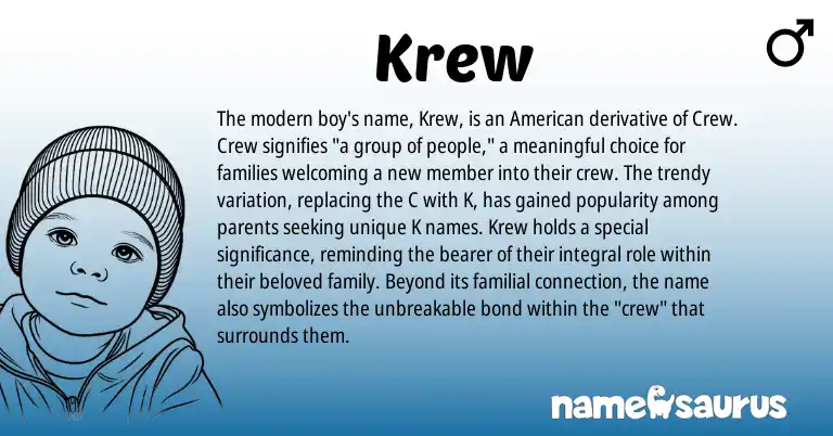 Infographic about Krew name meaning, Krew is a name from American origin(s).