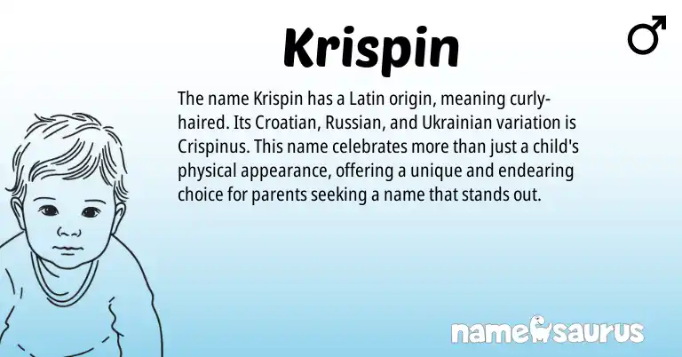 Infographic about Krispin name meaning, Krispin is a name from Russian, Croatian, Latin, Ukrainian origin(s).