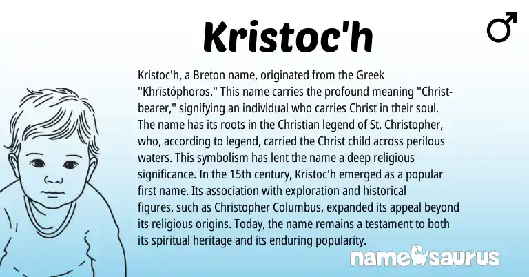Infographic about Kristoc'h name meaning, Kristoc'h is a name from Greek, Breton origin(s).