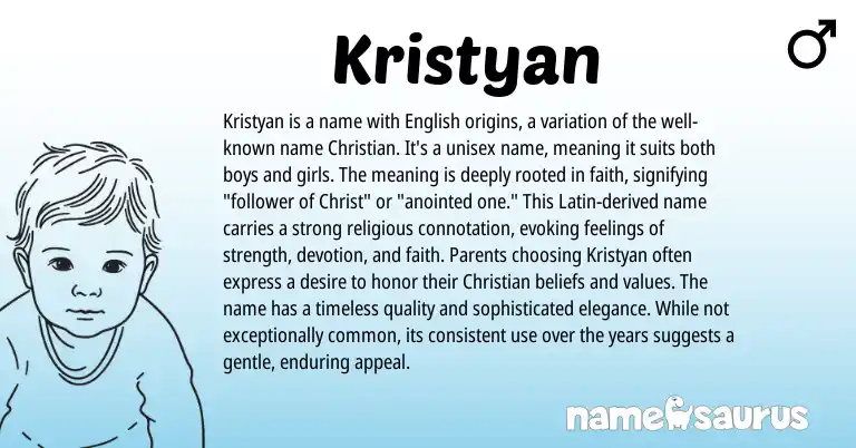 Infographic about Kristyan name meaning, Kristyan is a name from Scandinavian, Bulgarian, Latin, Ga origin(s).