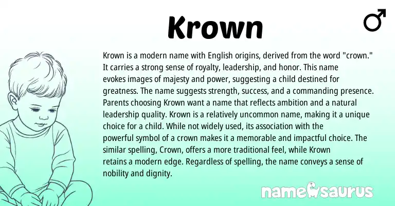 Infographic about Krown name meaning, Krown is a name from English origin(s).