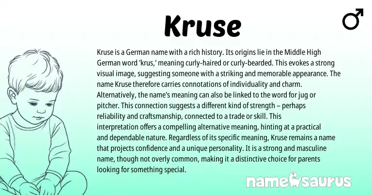 Infographic about Kruse name meaning, Kruse is a name from English, Germanic origin(s).