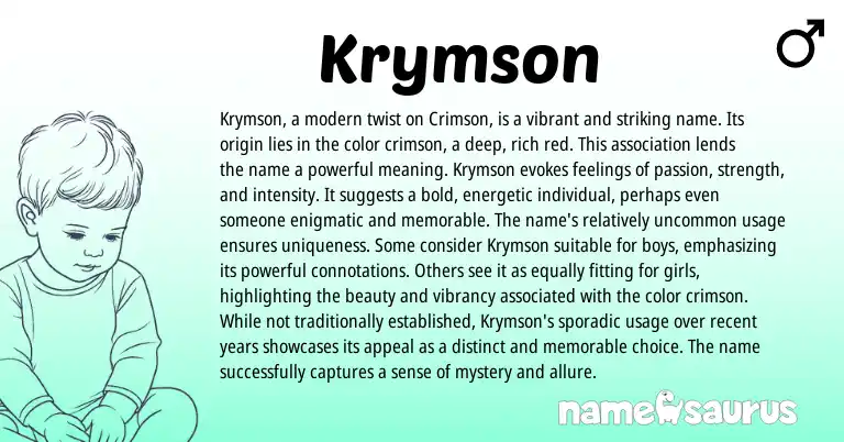 Infographic about Krymson name meaning, Krymson is a name from English origin(s).