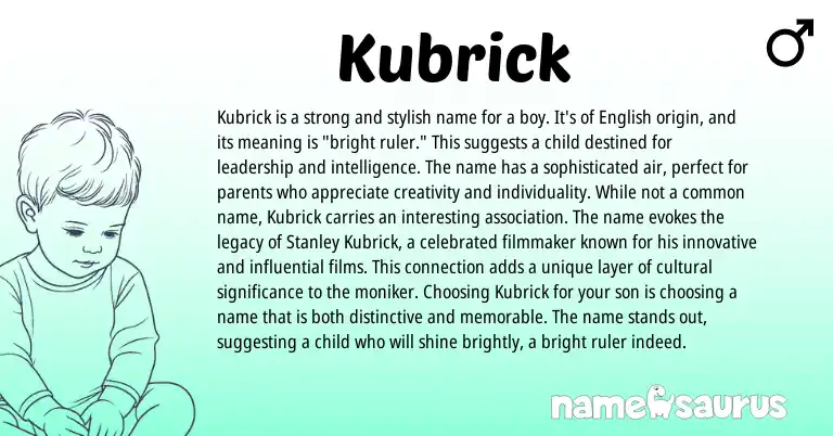 Infographic about Kubrick name meaning, Kubrick is a name from English origin(s).