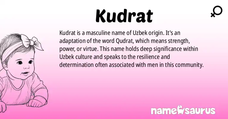 Infographic about Kudrat name meaning, Kudrat is a name from Uzbek origin(s).