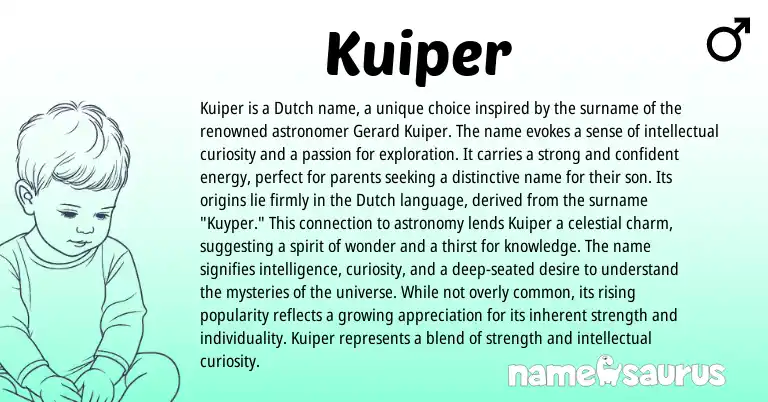 Infographic about Kuiper name meaning, Kuiper is a name from Dutch origin(s).