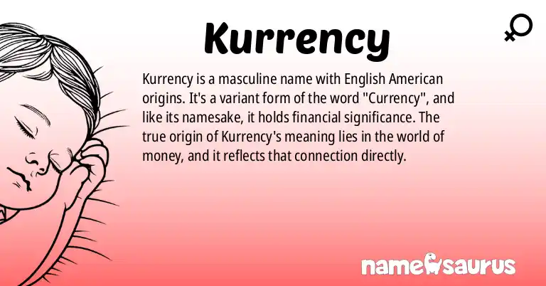 Infographic about Kurrency name meaning, Kurrency is a name from English (American) origin(s).