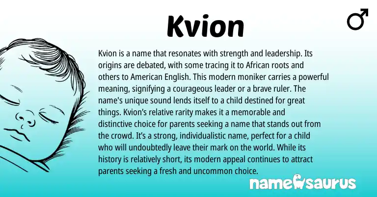 Infographic about Kvion name meaning, Kvion is a name from African origin(s).