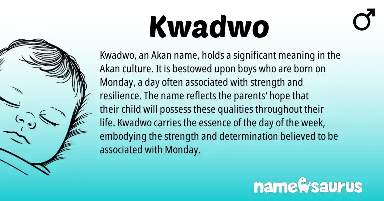 Infographic about Kwadwo name meaning, Kwadwo is a name from Akan origin(s).