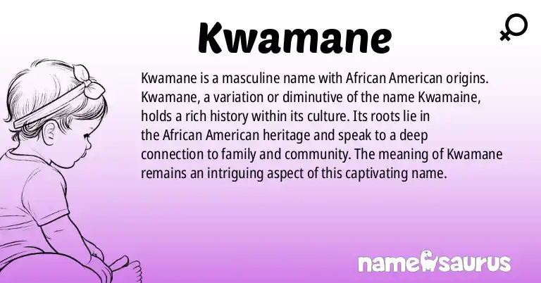 Infographic about Kwamane name meaning, Kwamane is a name from African American origin(s).