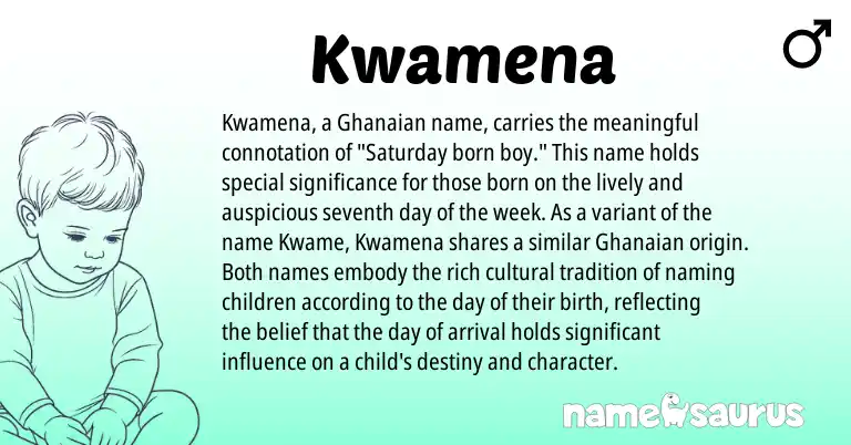 Infographic about Kwamena name meaning, Kwamena is a name from Ghanaian origin(s).