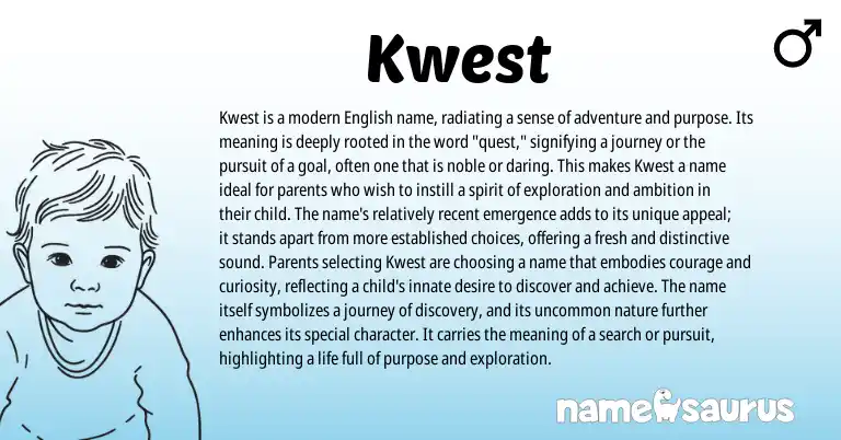 Infographic about Kwest name meaning, Kwest is a name from English origin(s).