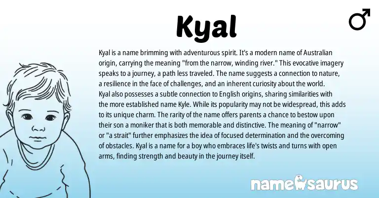 Infographic about Kyal name meaning, Kyal is a name from Scottish, Australian origin(s).