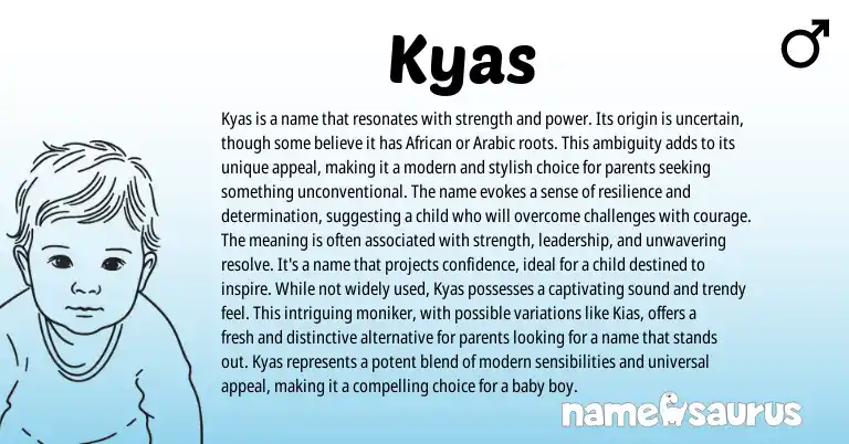 Infographic about Kyas name meaning, Kyas is a name from Other origin(s).