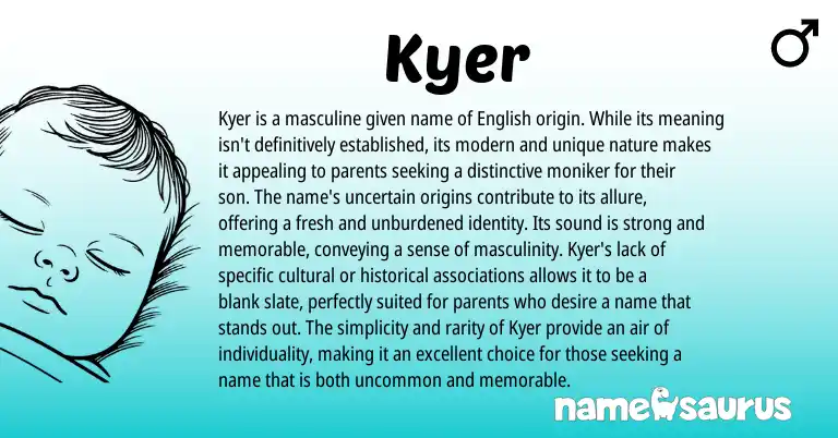 Infographic about Kyer name meaning, Kyer is a name from English origin(s).