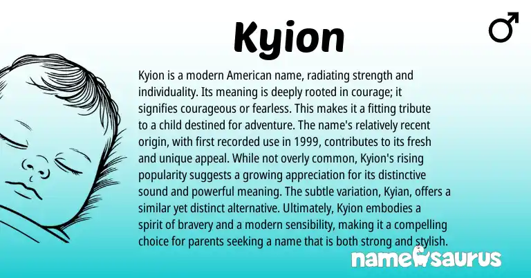 Infographic about Kyion name meaning, Kyion is a name from American origin(s).