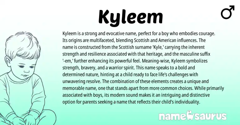 Infographic about Kyleem name meaning, Kyleem is a name from Scottish origin(s).