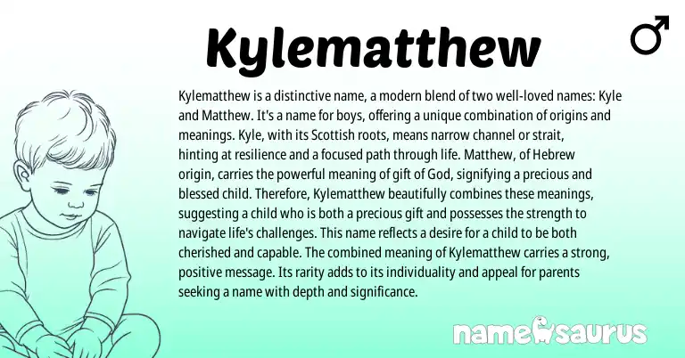 Infographic about Kylematthew name meaning, Kylematthew is a name from Scottish, Hebrew, English origin(s).