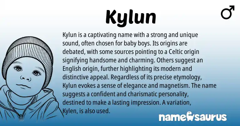 Infographic about Kylun name meaning, Kylun is a name from Celtic origin(s).