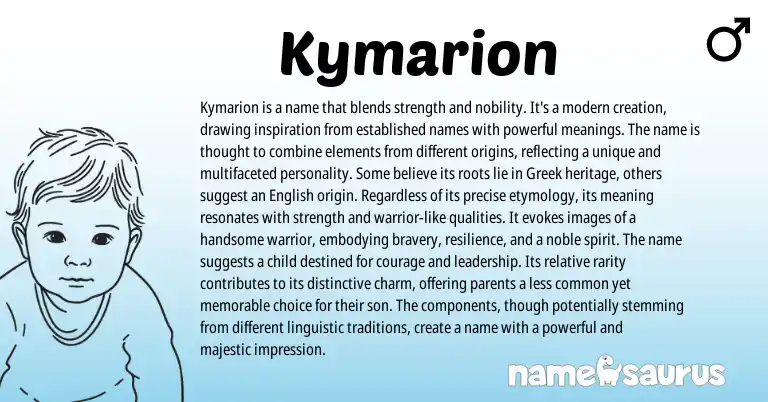 Infographic about Kymarion name meaning, Kymarion is a name from Greek origin(s).