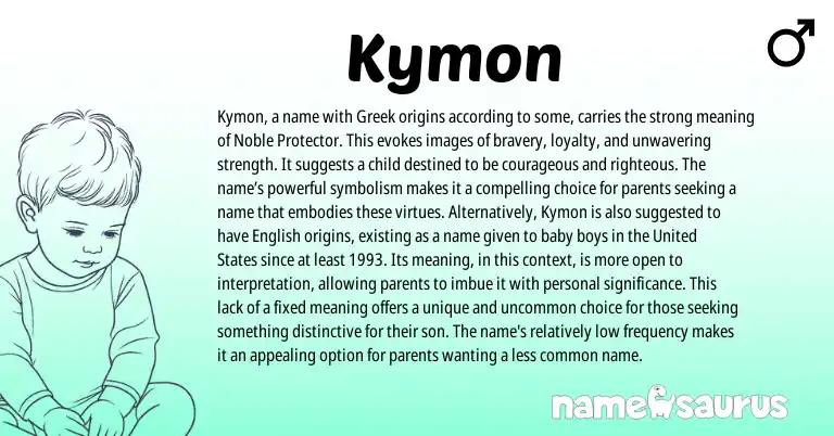 Infographic about Kymon name meaning, Kymon is a name from Greek origin(s).