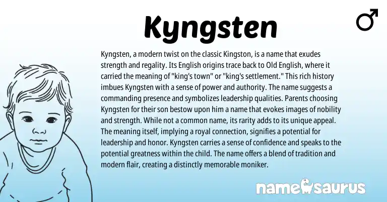 Infographic about Kyngsten name meaning, Kyngsten is a name from English origin(s).