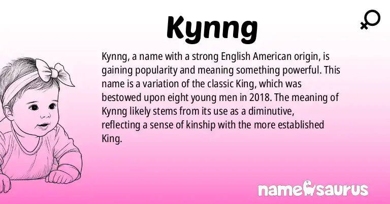 Infographic about Kynng name meaning, Kynng is a name from English (American) origin(s).