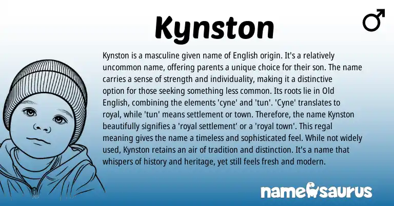 Infographic about Kynston name meaning, Kynston is a name from English origin(s).