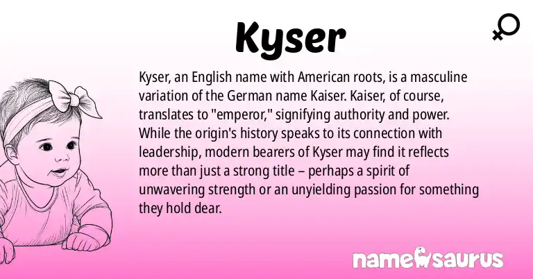 Infographic about Kyser name meaning, Kyser is a name from English (American) origin(s).