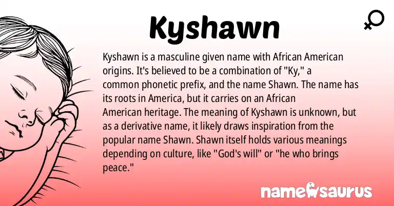 Infographic about Kyshawn name meaning, Kyshawn is a name from African American origin(s).